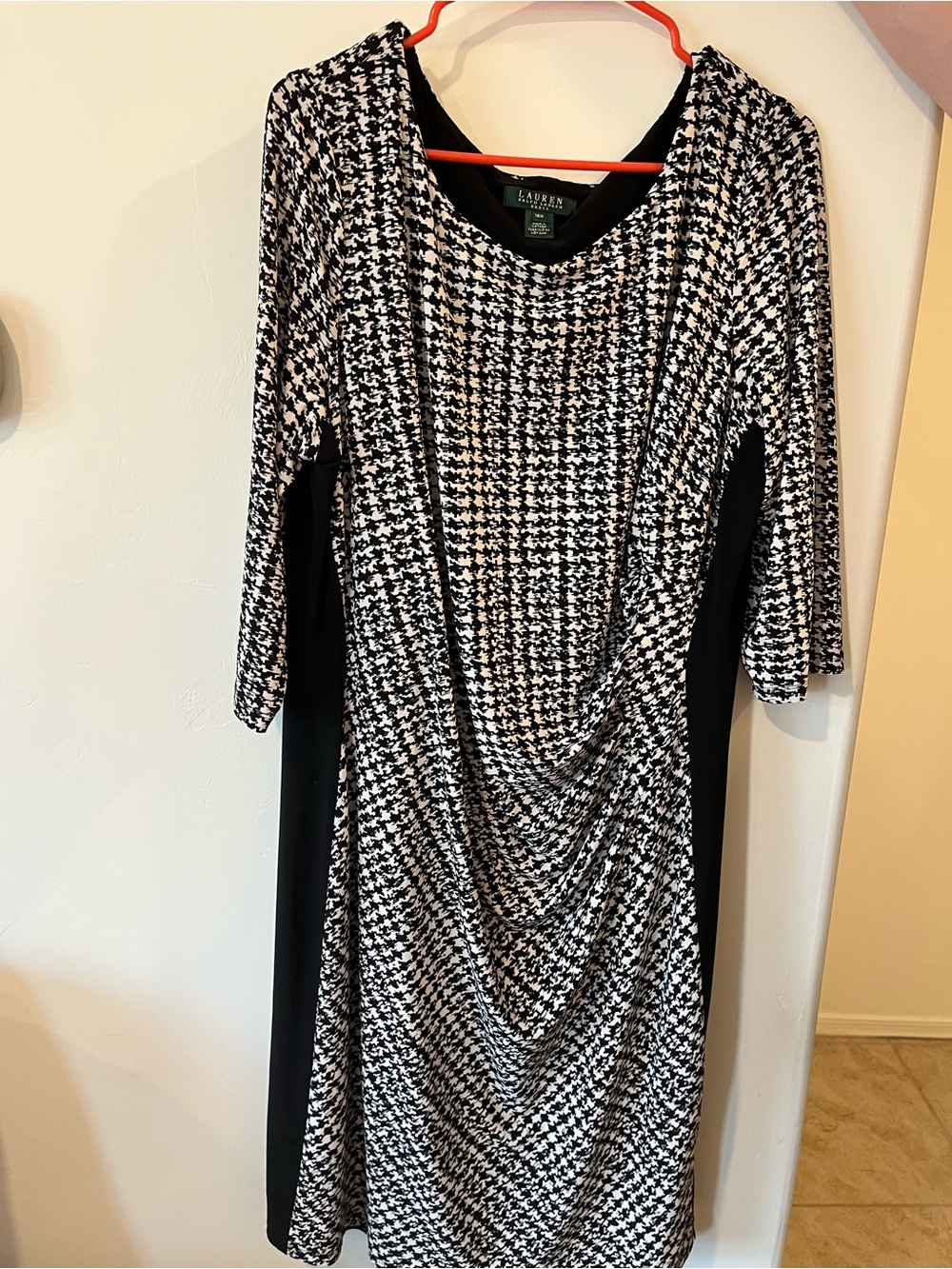 Ralph Lauren Black and White Houndstooth Midi Dress